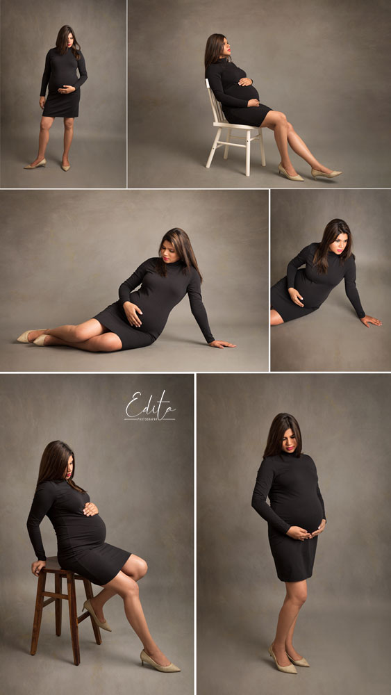Black dress for maternity photography