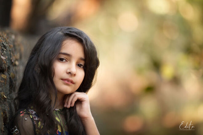 9 year old girl portrait in park