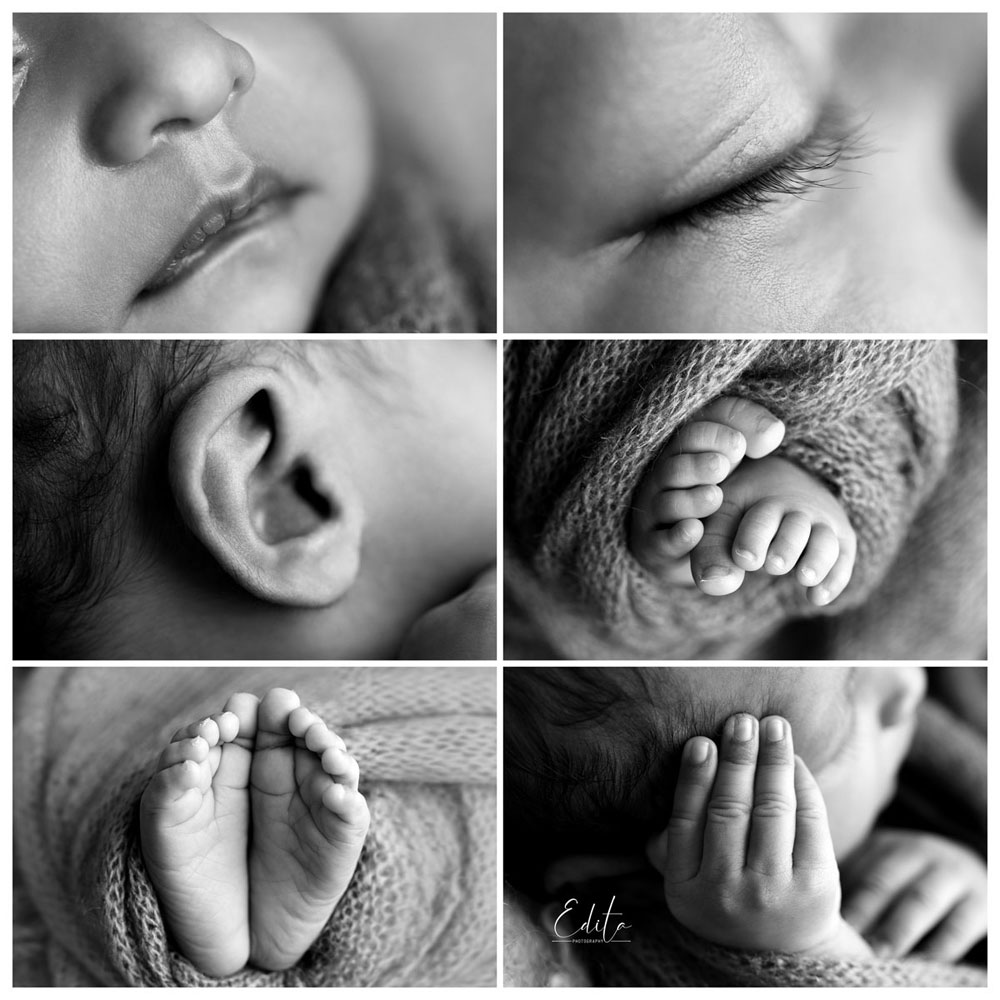 Baby hands, ear, lips, feet