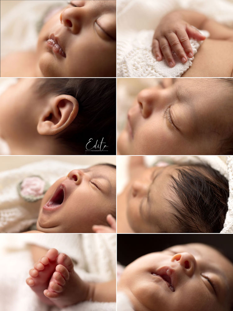 Newborn baby macro photos collage, Pune