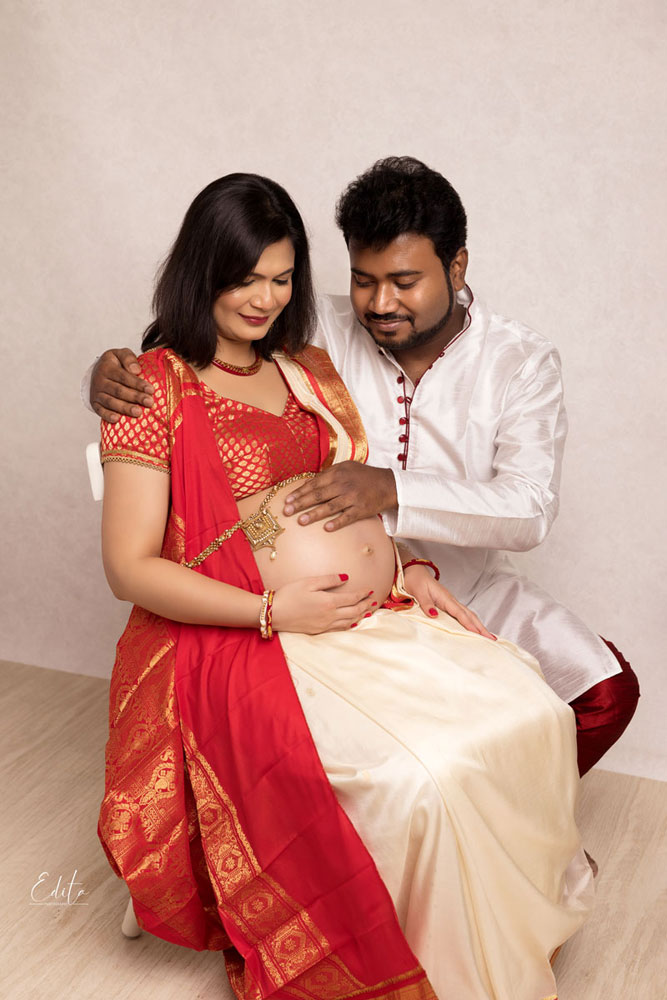 Maternity couple photo indian traditional wear